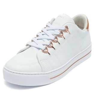 Tênis Feminino Casual Ramarim Branco Rose Brilho