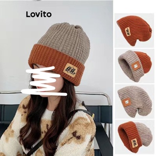 Lovito Casual Simples Remendado Quatro Maneiras De Usar Chapéus De Malha Para Mulheres LFA11178