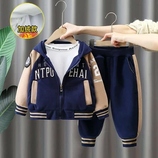 Vestido de outono para meninos e terno de lã 2023 Novas roupas infantis vermelhas da rede, bebê com capuz, terno casual de duas peças