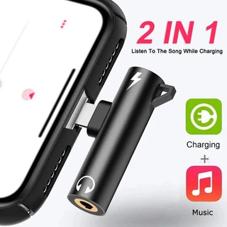 Novo 2 em 1 áudio fone de ouvido carregamento adaptador duplo divisor para xr xs x 7 8 11 11pro para 3.5mm jack para fone de ouvido cabo aux