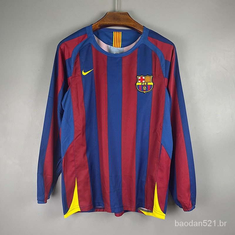 camisa de time retro 05/06barcelona Manga Longa camisa de futebol tailandês 1:1 Masculino