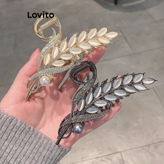 Lovito Orelhas De Pedra De Olho De Gato De Metal Com Strass Liso Casual E Grampos De Cabelo De Trigo Para Mulheres LCS05109
