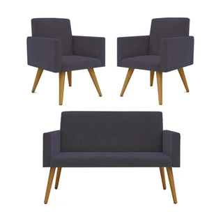 Kit Namoradeira + 2 Poltronas Decorativas Nina Balaqui Decor