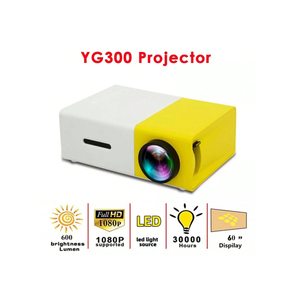 Mini Projetor Portátil Led 1080p 600 Lúmens Hdmi YG300