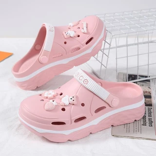 Verão mulheres sapatos de Confúcio ao ar livre uso de ins Trendy Baotou Semi-resistência Sola Grossa moda antiderrapante Lazer estudante praia praia