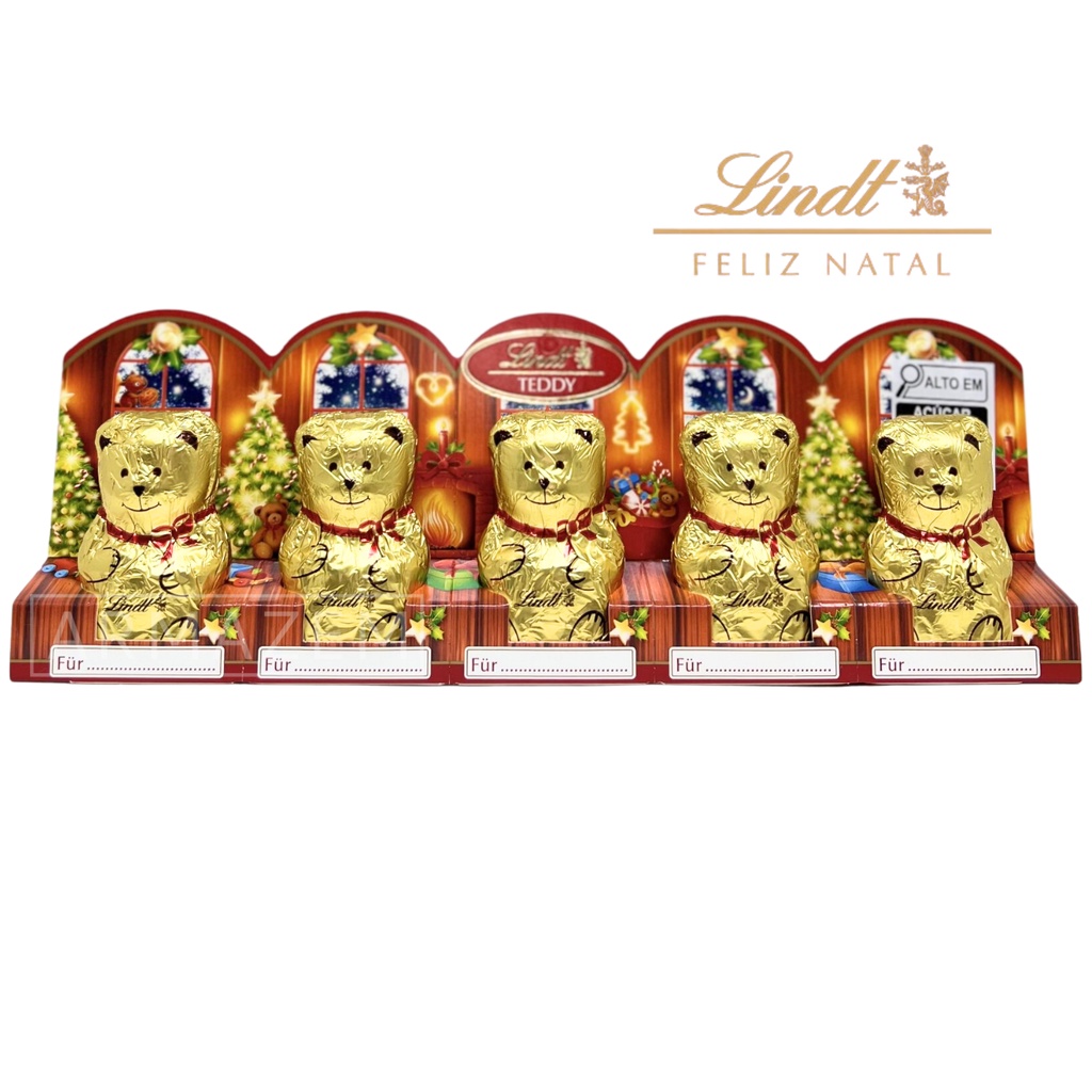 Cartela 5 Lindt Natal Mini Teddy Chocolate Ao Leite 10g X 5 Shopee Brasil