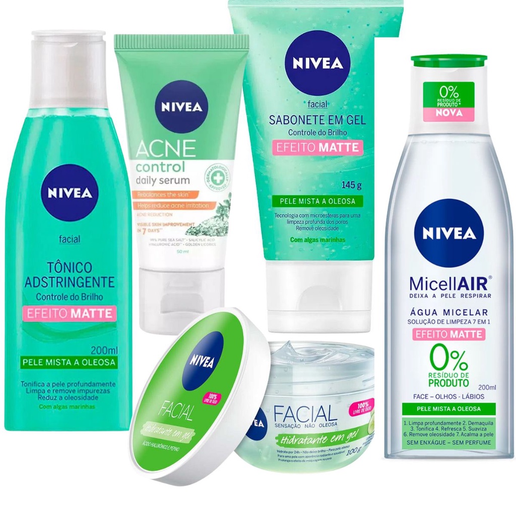 KIT NIVEA COMPLETO PELE MISTA OLEOSA EFEITO MATTE 5 ITENS | Shopee Brasil