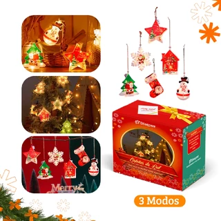 Kit Enfeite Pisca Pisca de Natal com Cordão para Decoração Natalina Pingente de Arvore de Natal