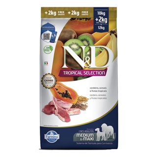 Ração ND Tropical Selection Para Cães Adultos Medium/Maxi Cordeiro Leve 12kg e Pague 10kg
