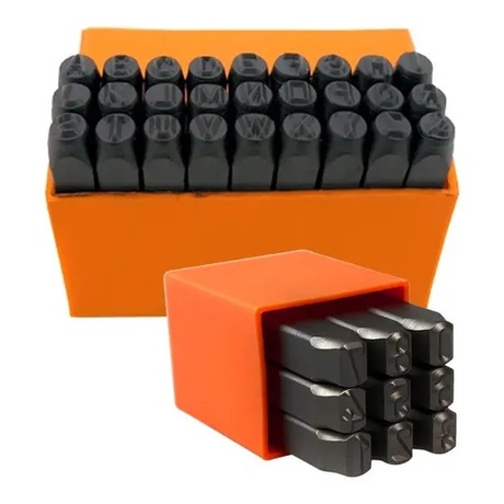 Kit Jogo Marcador Punção 36pcs Alfanumérico 4mm - Letra E Número