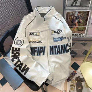 Jaqueta Puffian Bonita Americana de Couro Homem Piloto de Motocicleta de Rua hiphop Versão Coreana Trendy Puffian
