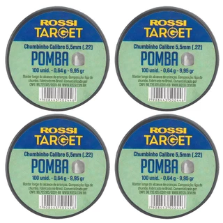 4x Chumbinho 5.5mm 100un. Rossi Gamo Target Pomba 0,64gr