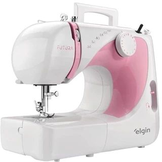 Máquina de costura Reta Elgin Futura JX-2040 Branca/Rosa
