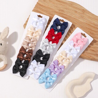 10 Pcs/set Grosgrain Ribbon Fita De Cor Sólida Bowknot Hairpin Para Meninas Arcos Feitos À Mão Baby Kids Acessórios De Cabelo