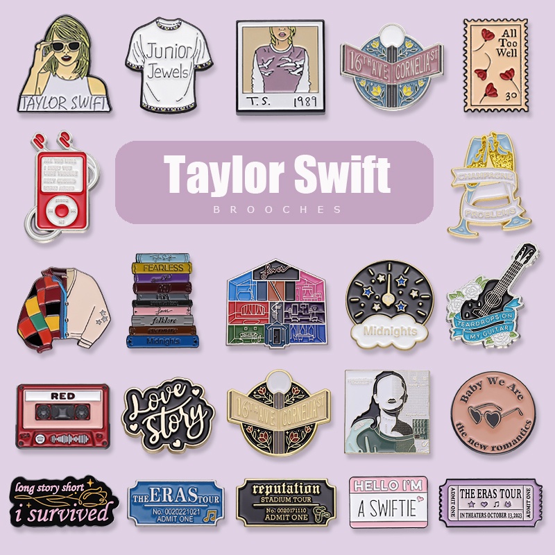 50 Estilos Taylor Swift Music Broches Álbum Capa De Esmalte Alfinetes Canções Letras Crachás Moda Vestuário Mochila Acessórios Ventilador Presentes