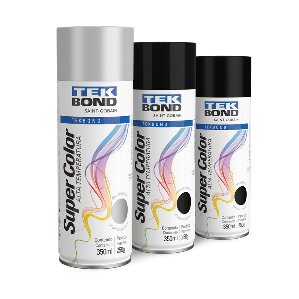 Tinta Spray Alta Temperatura Super Color 350ml Tekbond Cores