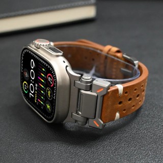Bracelete De Couro Genuíno De Luxo Para Iwatch Band Ultra 2 Série 49mm 9 8 7 6 5 4 Se 3 2 45mm 44mm 42mm Correa