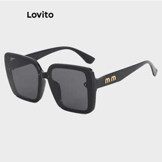 Lovito Óculos De Sol Quadrados Com Padrão De Letras Modestas Temperamento M Óculos De Sol Para Mulheres LFA10558