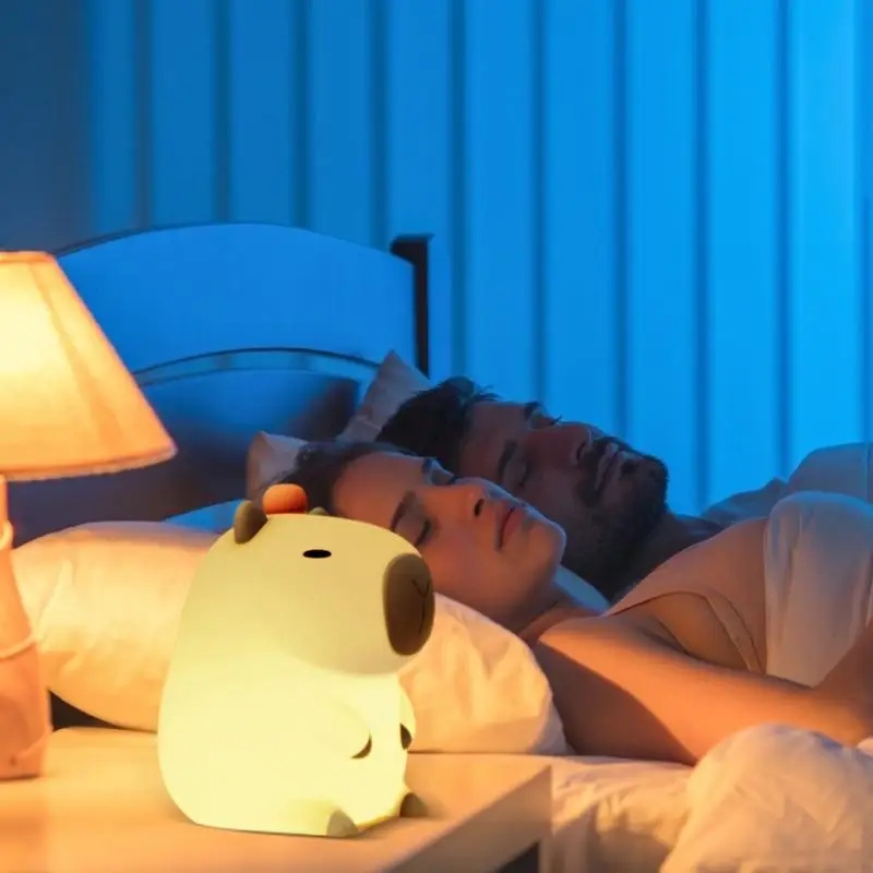 Capivara Luz Noturna Berçário Luzes Noturnas Recarregáveis USB Forma Capivara Controle de Toque Lâmpada de Silicone Luzes Programadas Desligadas 【LELE】