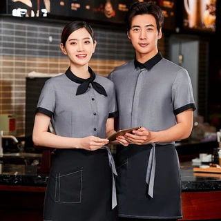【 Within 24 hours 】 Summer Homem Garçom Uniforme Hotel Serviço De Alimentação Café Kichen Chef Camisa Mulher Trabalho De Restauração Vestir Pessoal Overa llsHigh end Vestuário