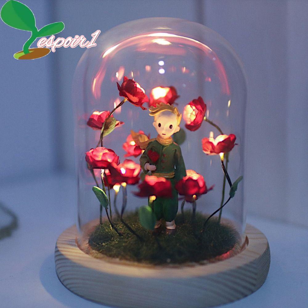 Lâmpada Atmosférica ESPOIR , A Pequena Luz Nocturna Rosa Do Príncipe , Home Decor Green Grass DIY Materiais Feitos À Mão Amantes Dia Dos Namorados