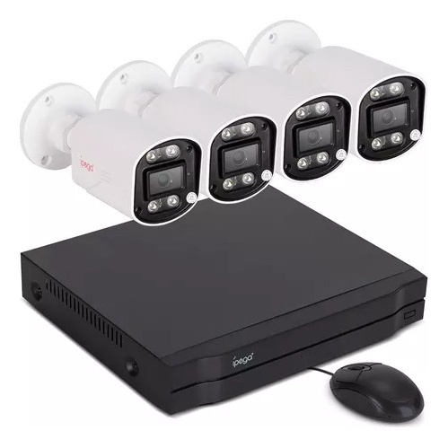 Kit Nvr Poe 4 Cameras Ip Hd Dvr Infravermelho 4mp Poe Ipega