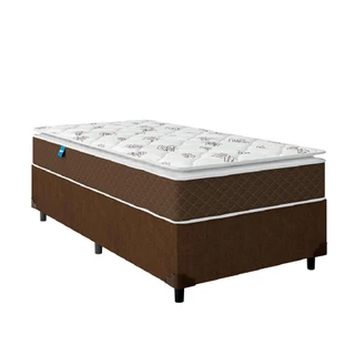 Cama Box Solteiro Colchão Molas Ensacadas Pillow Top Martino 88x188x63cm Marrom/Branco Umaflex - Sup