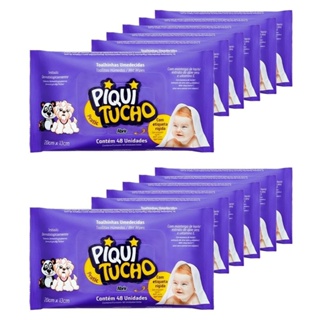 Toalhas Umedecidas Piquitucho Pratic c/ 48 Unidades - Kit de 12 Embalagens- Total de 576 Toalhinhas