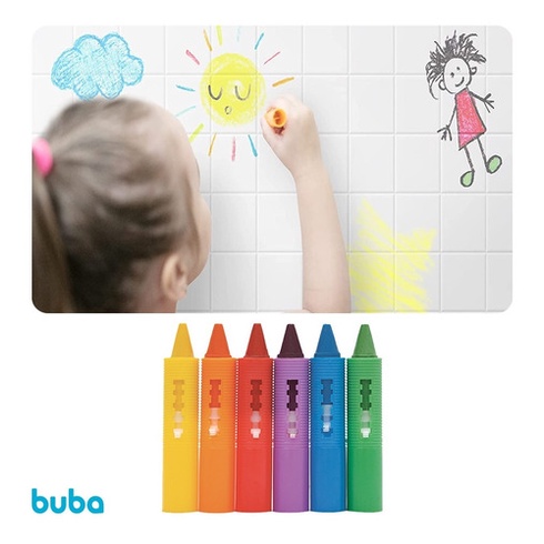 Brinquedo Giz Para Banho Caneta Risque E Apague para Desenhar no Azulejo e Piso Sai Facil Buba Original 