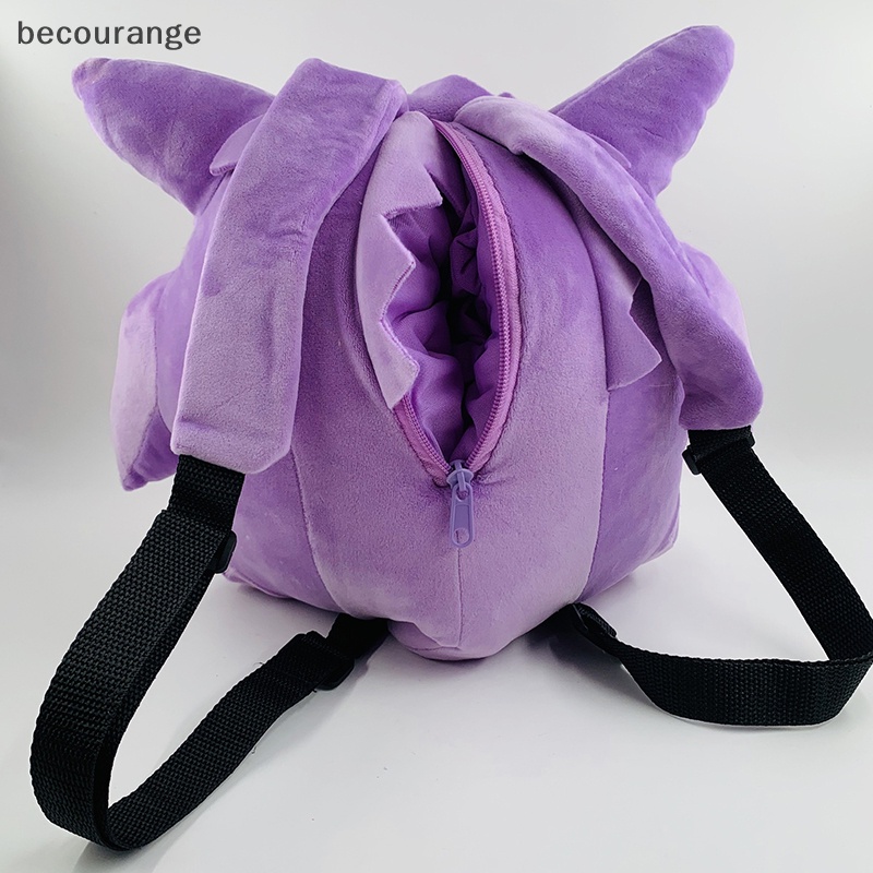 [becourange] 30cm Kawaii Pokemon Gengar Backpack Plush Bag Cosplay Saco Escolar De Desenho Animado Para Crianças Presente De Aniversário [BR]