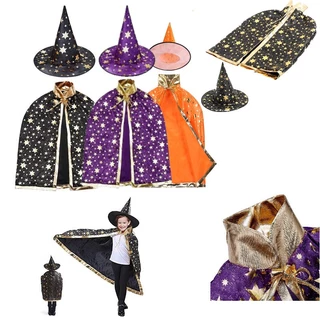 Fantasia Capa de Bruxa Infantil 80cm + Chapéu Halloween