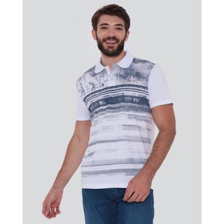 Polo Masculina Estampa Branca