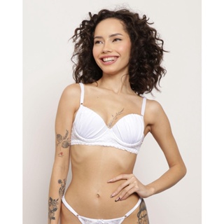 Sutiã Feminino Base Com Bojo Drapeado Branco