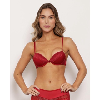 Sutiã Feminino Base Com Bojo Renda Vermelho