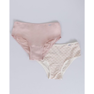 Kit 2 Peças Calcinha Alta Microfibra Del Rio Estampa Rosa