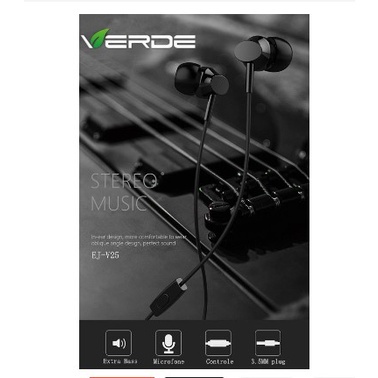 Fone De Ouvido Com Fio/Microfone Hesdphones e Headsets Alta Resolucao/Extra Bass VERDE EJ-V25