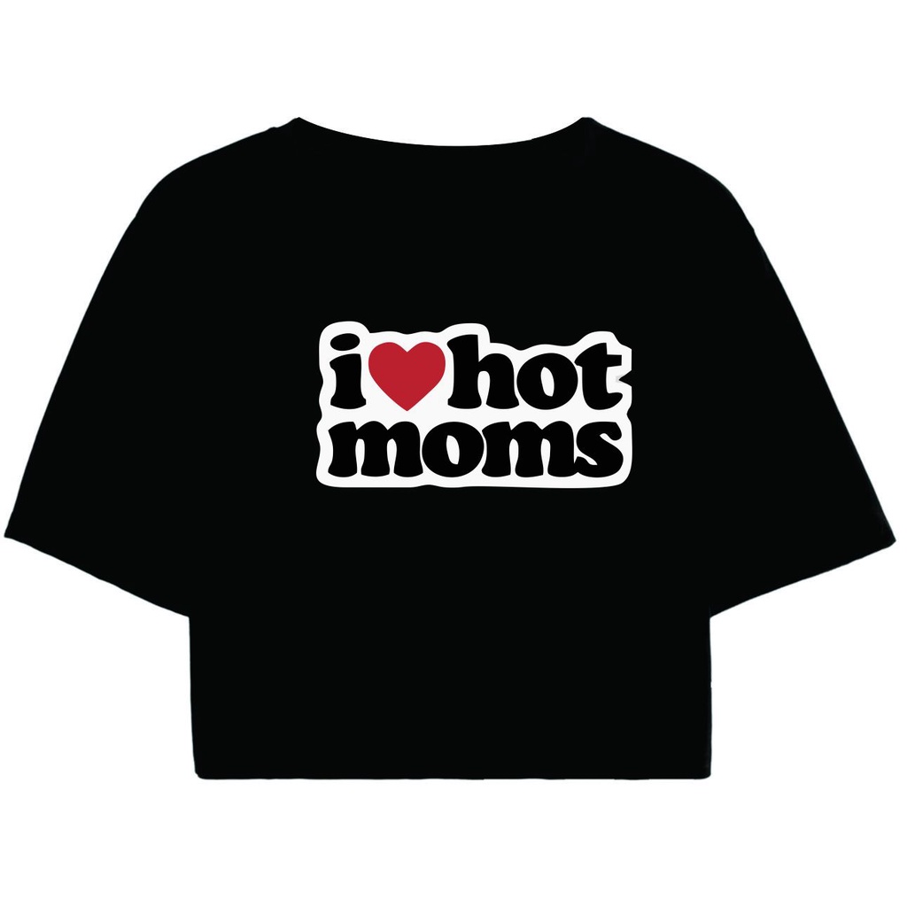 Cropped Feminino Preto Tumblr blogueira i love hot moms feminina manga  curta | Shopee Brasil