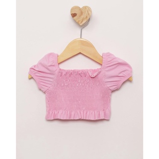 ​Blusa Bebê Lastex Cropped Rosa