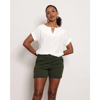 Blusa Feminina Manga Curta Viscose Off White