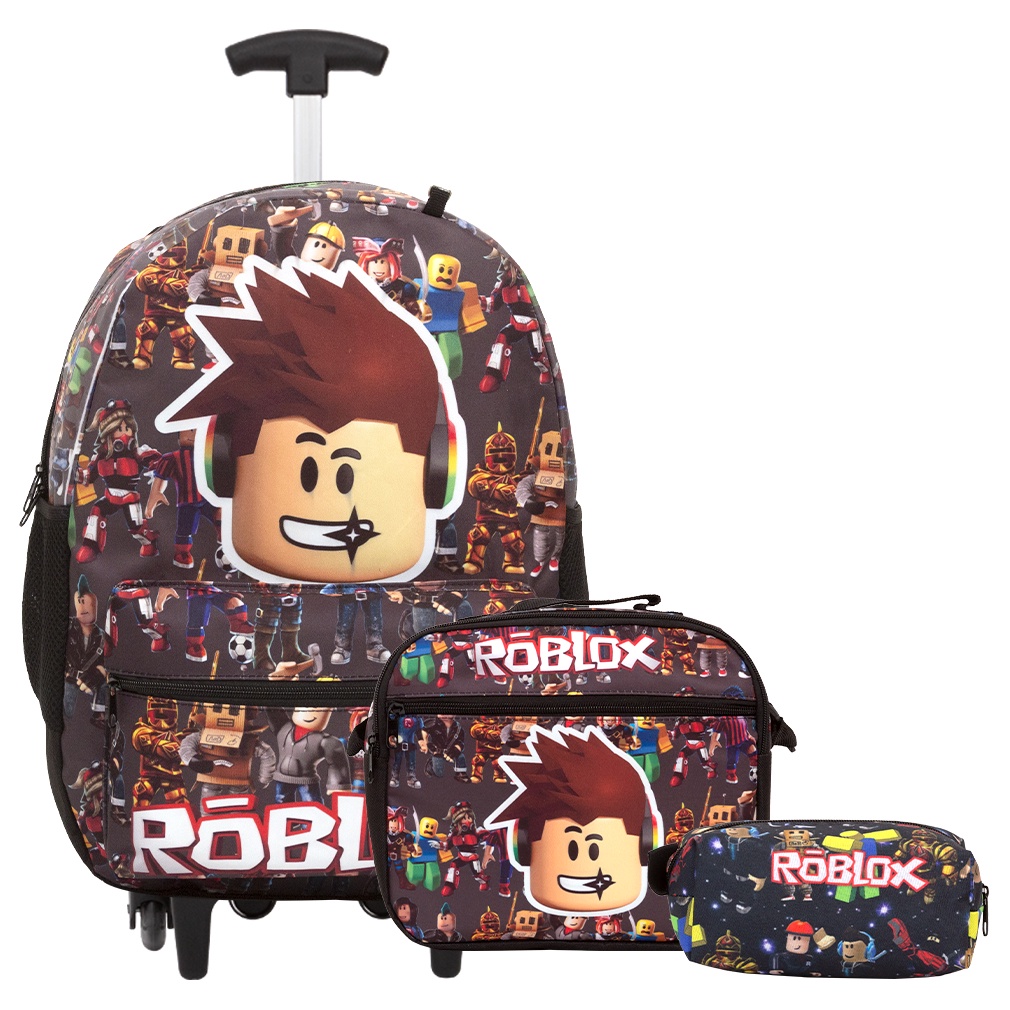 Mochila Infantil Masculina Roblox Carrinho Lancheira Estojo - USA