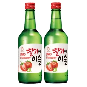 2 BEBIDA COREANA SOJU CHUM CHURUM MORANGO 360ML JINRO PLUM