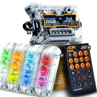 Kit Central Strobo AJK Rítmico 3.0 com 4 Faróis 6W Automotivo