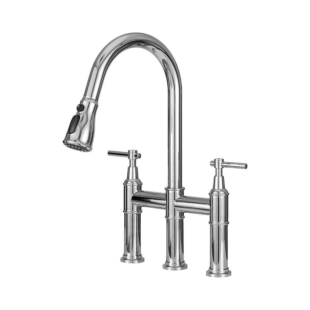 Torneira Para Cozinha Gourmet Inox Misturador Extensível Duplo Comando Içá Pingoo - Prata