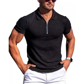 Camiseta Polo Manga Curta Com Zíper Camisa Com Colarinho