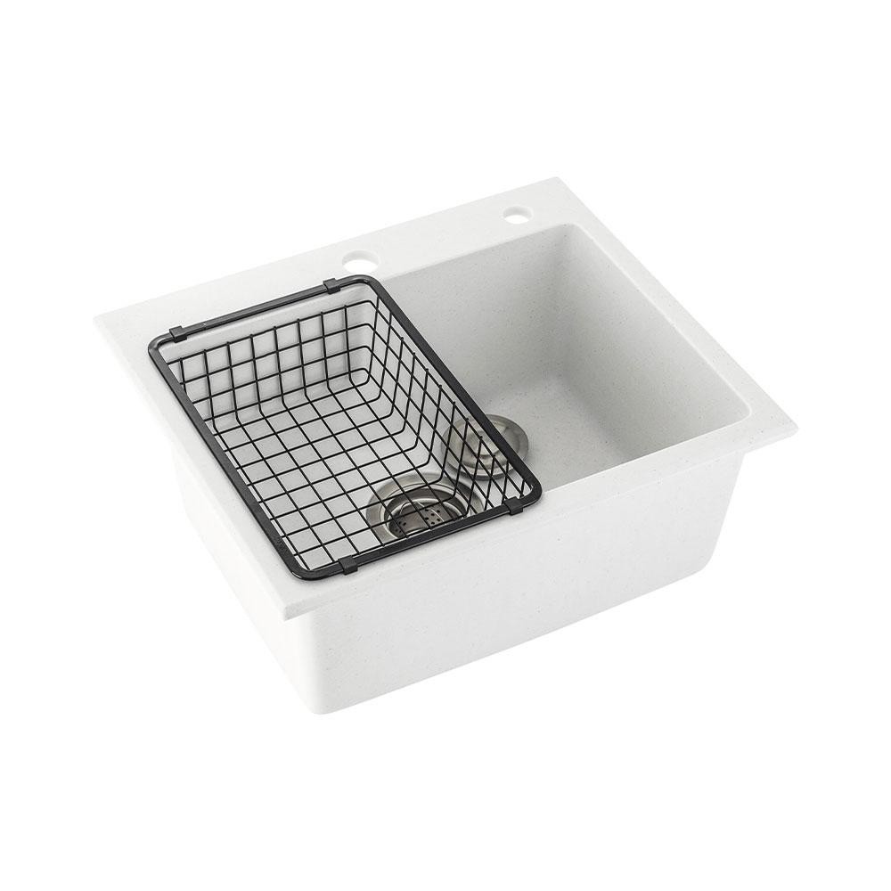 Cuba Para Cozinha Gourmet De Quartzo Com Acessórios Guató Pingoo - Branco