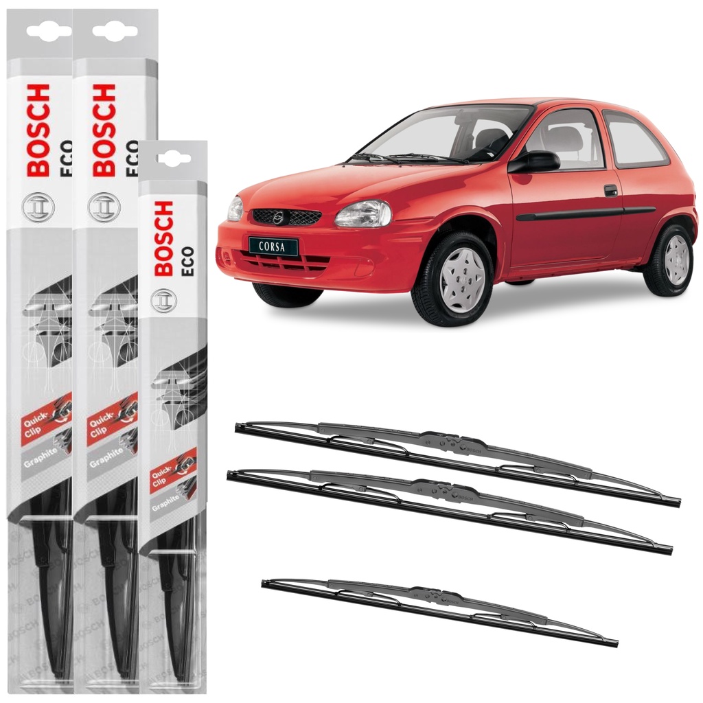 Kit Palheta Bosch Dianteira + Traseira Corsa 1994 a 2005