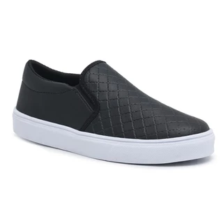 tênis slip on preto feminino casual leve sem cardaço confort