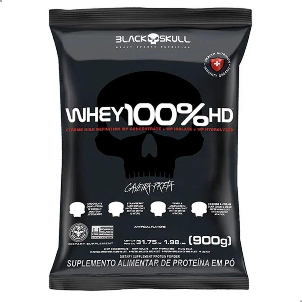 Refil Whey 100% Xtreme HD 3W 900g Black Skull
