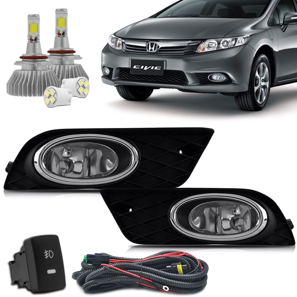 Kit Farol De Milha Auxiliar Honda Civic 2012 2013 2014 + Led | Shopee ...