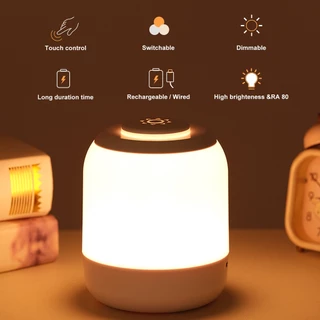 Lâmpada Noturna De Toque Led Touch De Cabeceira Portátil Dormideira Para Bebês 3 Cores Com Sensor Mesa Sala De Estar Quarto